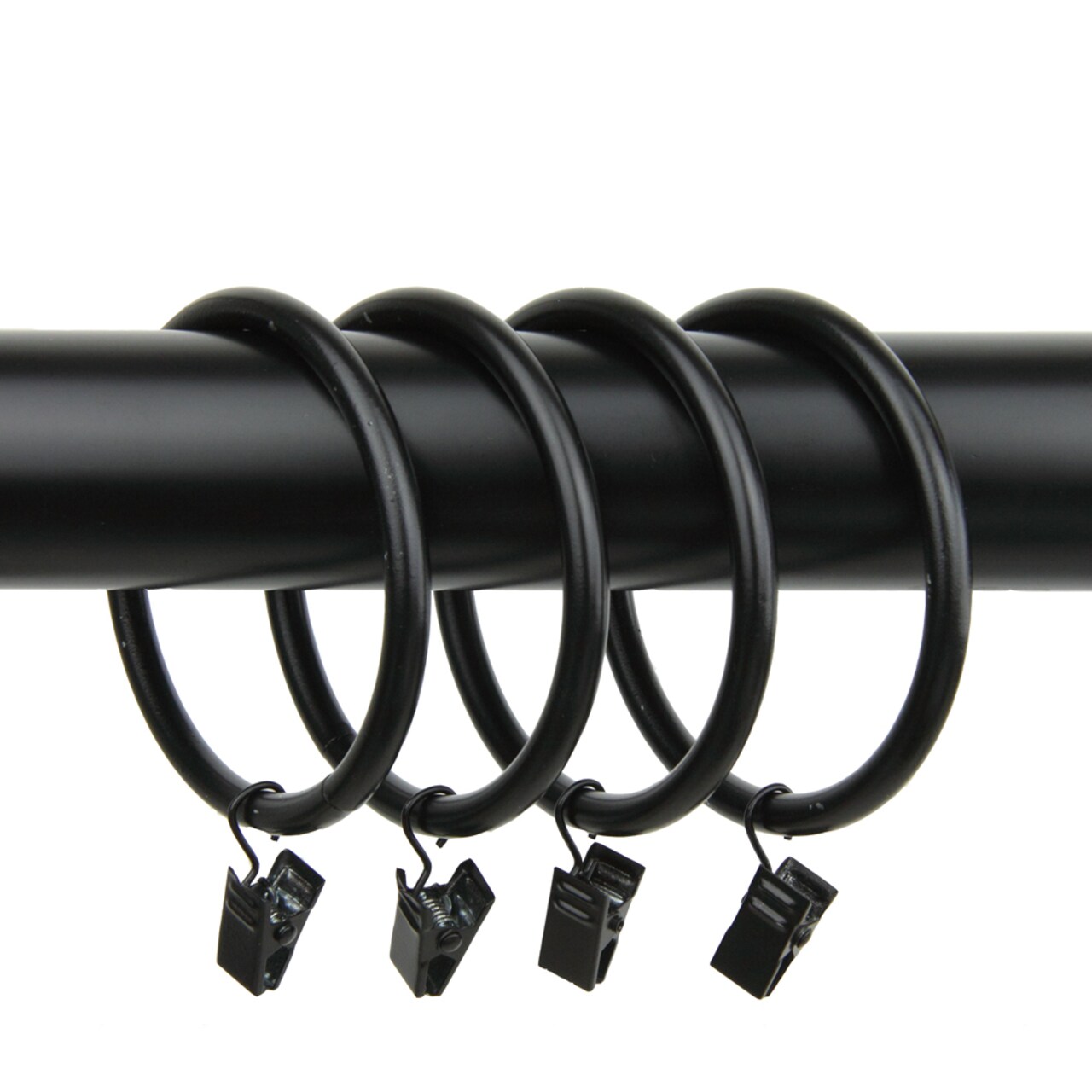 Rod Desyne 10 Curtain Rings With Clips 21 By 2 Inch I.D. Black